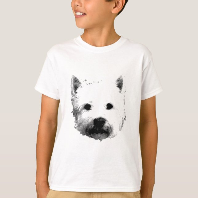 Camiseta Imagem do cão de Terrier branco de montanhas (Frente)
