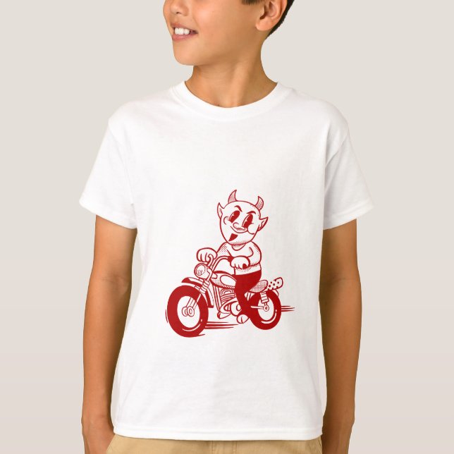 Camiseta Imagem do Cartoon Red Bike Rider Adorable (Frente)