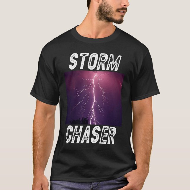 Camiseta Imagem do Clima de Relâmpago do Storm Chaser (Frente)