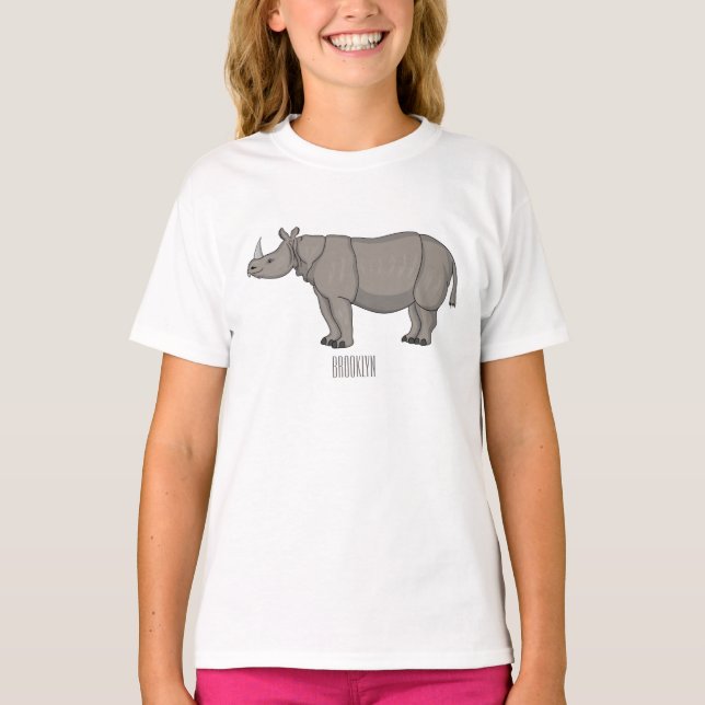 Camiseta Imagem do desenho animado de Javan rhinoceros (Frente)