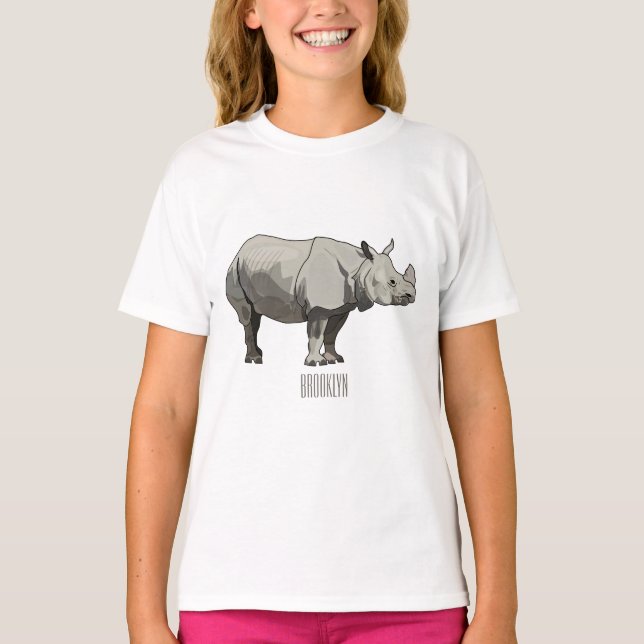 Camiseta Imagem do desenho animado de Javan rhinoceros (Frente)
