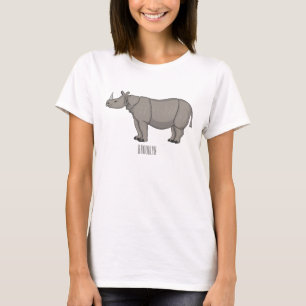 Camiseta Imagem do desenho animado de Javan rhinoceros