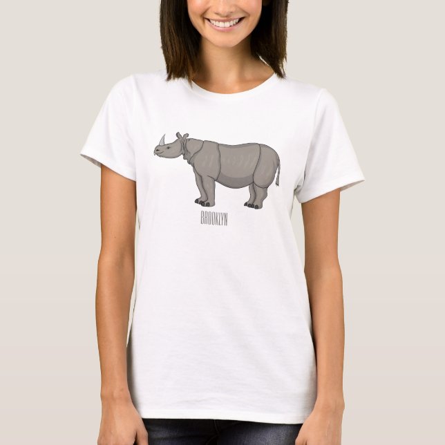 Camiseta Imagem do desenho animado de Javan rhinoceros (Frente)