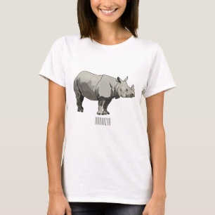 Camiseta Imagem do desenho animado de Javan rhinoceros