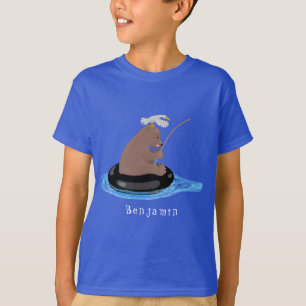 Camiseta Imagem do desenho animado de pesca de filhotes de