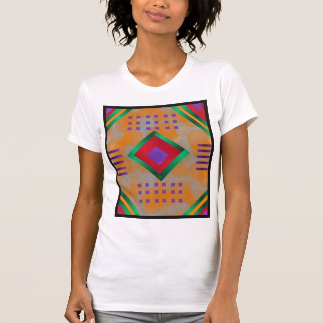 Camiseta Imagem do Diamante Multicolorido no Design Abstrat (Frente)