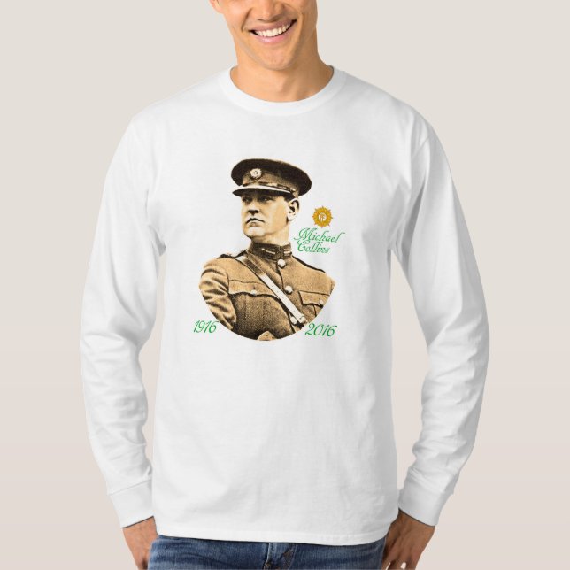 Camiseta Imagem do Herói Irlandês para Camisa-T-Capa-Longa- (Frente)