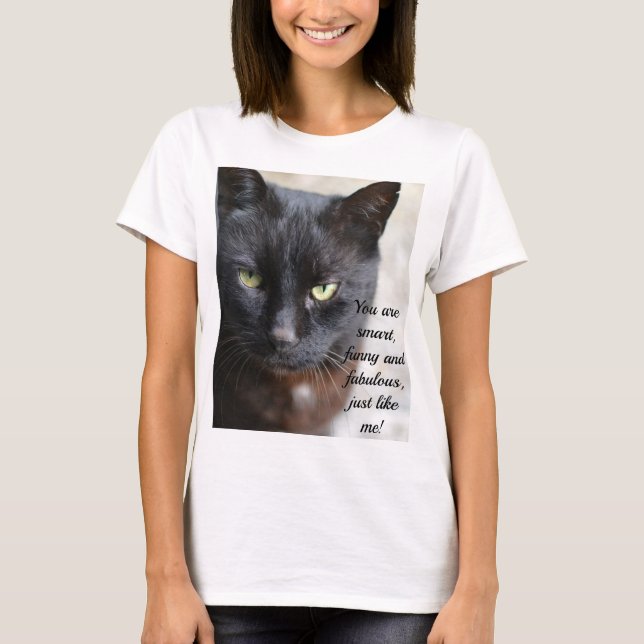 Camiseta Imagem do Lover Gato Preto com Citação Motivativa (Frente)
