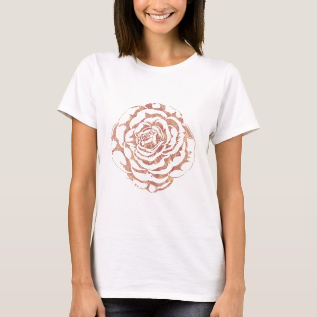 Camiseta Imagem do padrão rosa ouro romântico elegante (Frente)