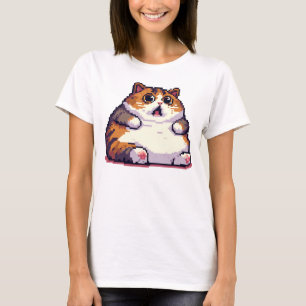 Camiseta Imagem em pixel de gato laranja chocado