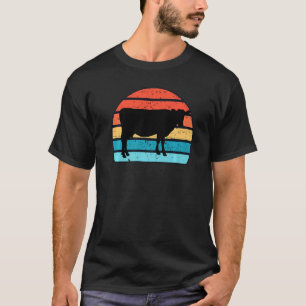 Camiseta Imagem em Silhueta de Animal de Fazenda Vaca em um