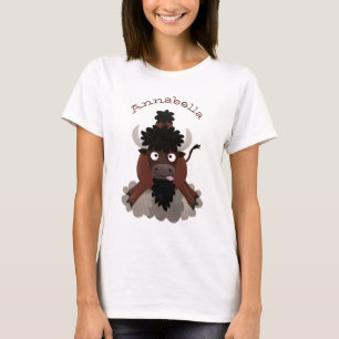 Camiseta Imagem engraçada de desenho animado de bisonte de