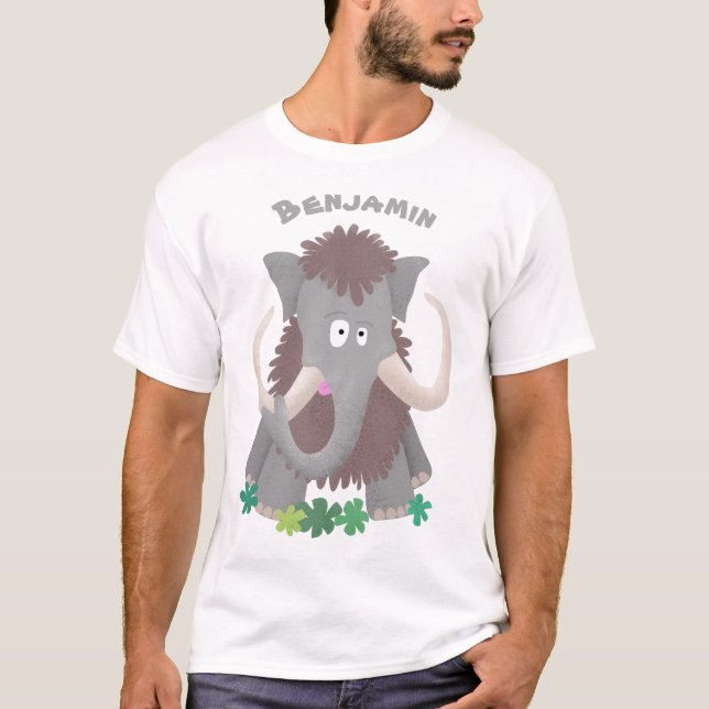 Camiseta Imagem engraçada de desenho animado de mamute (Frente)