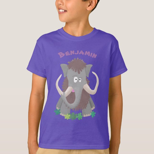 Camiseta Imagem engraçada de desenho animado de mamute (Frente)