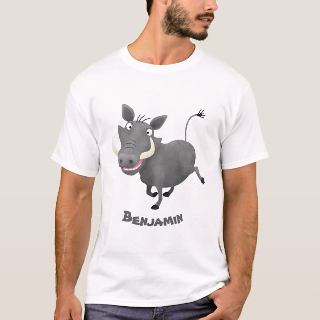 Camiseta Imagem engraçada de desenho animado de porco-branc (Frente)