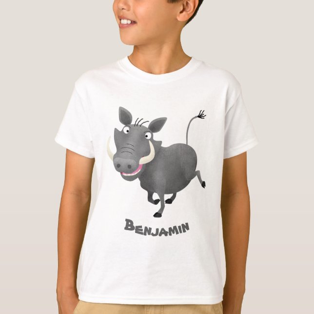 Camiseta Imagem engraçada de desenho animado de porco-branc (Frente)