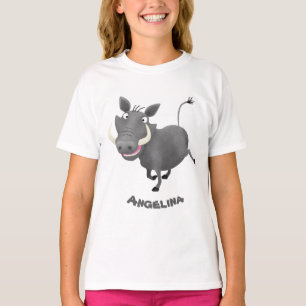 Camiseta Imagem engraçada de desenho animado de porco-branc