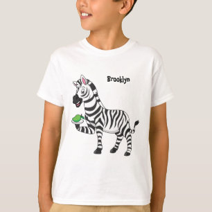 Camiseta Imagem engraçada de desenho animado de zebra