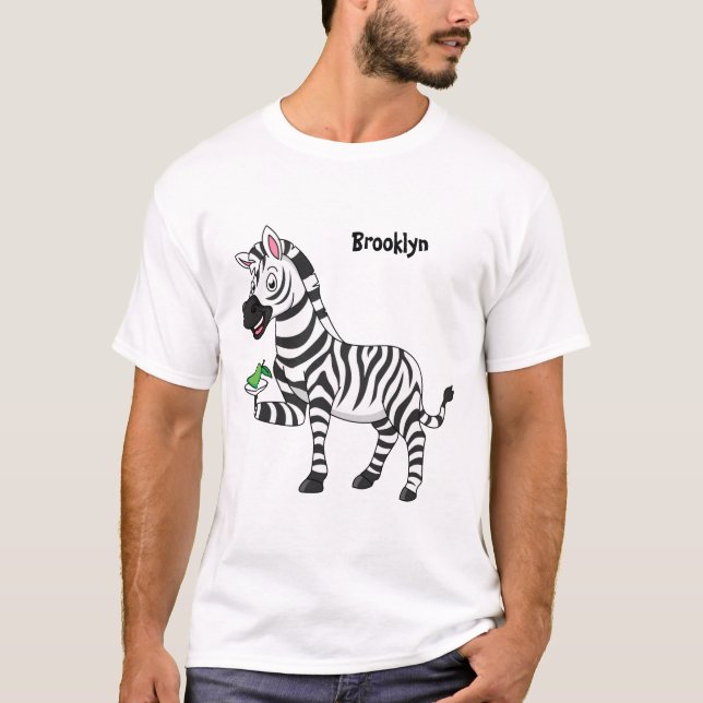 Camiseta Imagem engraçada de desenho animado zebra (Frente)