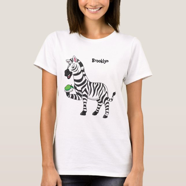 Camiseta Imagem engraçada de desenho animado zebra (Frente)