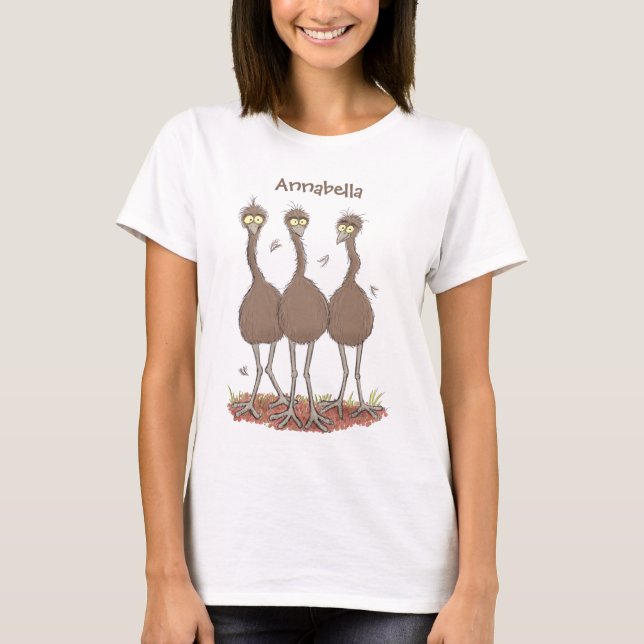 Camiseta Imagem engraçada do desenho animado emu australian (Frente)