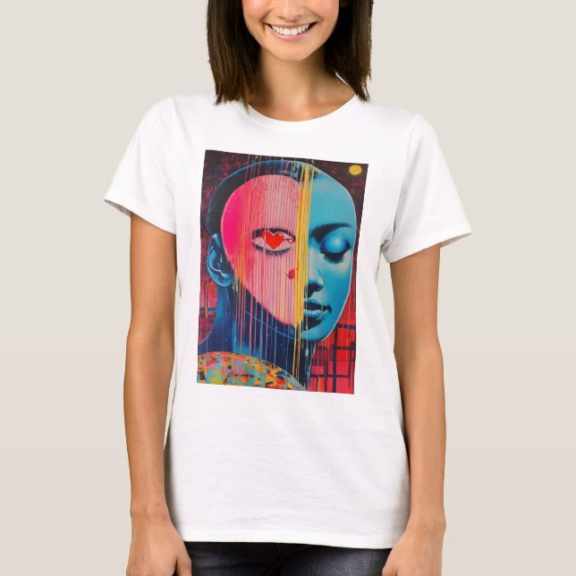 Camiseta Imagem Espelhada Elegância: T-Shirt Face Design" (Frente)