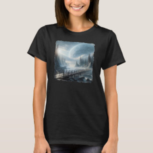 Camiseta Imagem fantástica de uma lua enorme em uma paisage