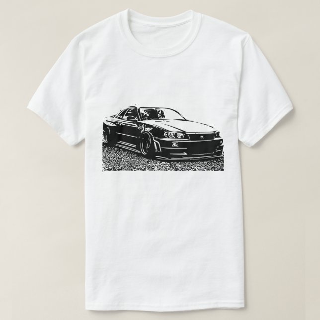 Camiseta Imagem GTR do vetor R34 da skyline de Nissan (Frente do Design)
