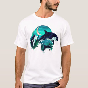Camiseta Imagem Legal da Natureza Azul das Baleias Assassin
