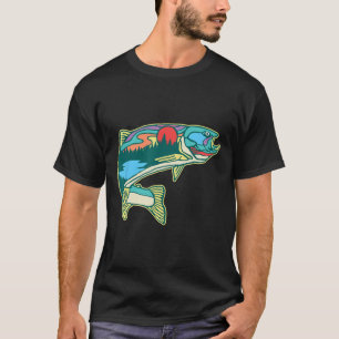Camiseta Imagem Natural Da Truta Vintage: Retrato De Pesca 