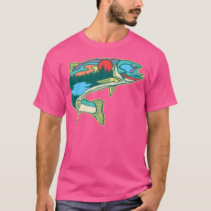 Camiseta Imagem Natural Da Truta Vintage: Retrato De Pesca