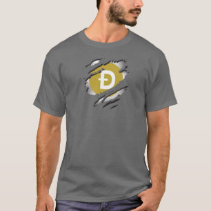 Camiseta Imagem Rasgada de Dogecoin com Logotipo Revelado A