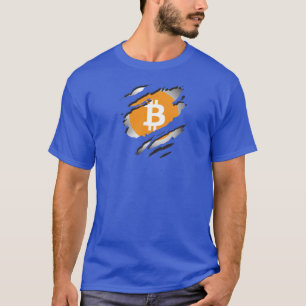 Camiseta Imagem Rasgada do Bitcoin com Logotipo Revelado Ab