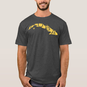 Camiseta Imagem sobre Cuba ouro em preto com CUBA Sp