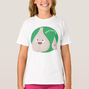 Camiseta Imagem vegetal do desenho animado de alho cúprico