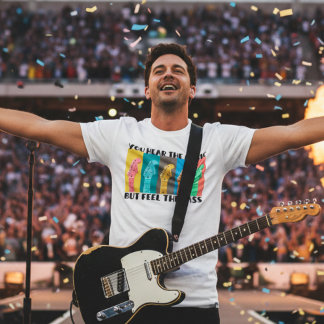 Camiseta Imagens de violão e música retrô dos anos 70