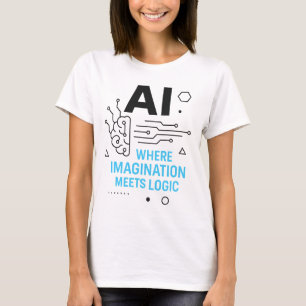 Camiseta Imaginação IA Encontra Tee Lógica   Tecnologia cri