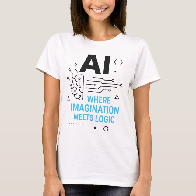 Camiseta Imaginação IA Encontra Tee Lógica | Tecnologia cri (Frente)