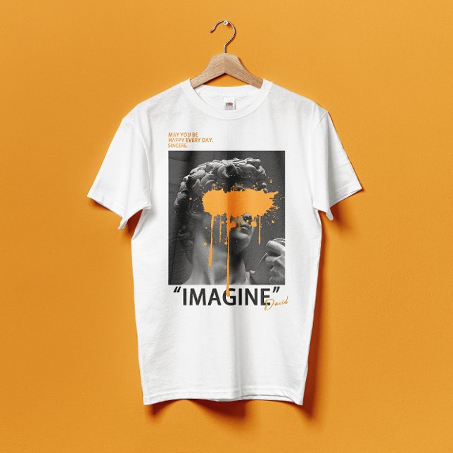 Camiseta IMAGINE a escultura David com T-Shirt cor de laran (Criador carregado)