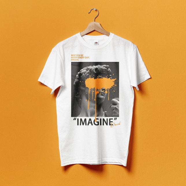 Camiseta IMAGINE a escultura David com T-Shirt cor de laran (Criador carregado)