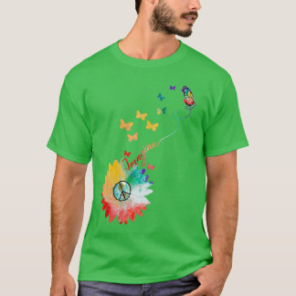 Camiseta Imagine Hippie do Sinal de Paz da Terra da Borbole