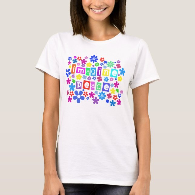 Camiseta Imagine o T do branco da paz (Frente)