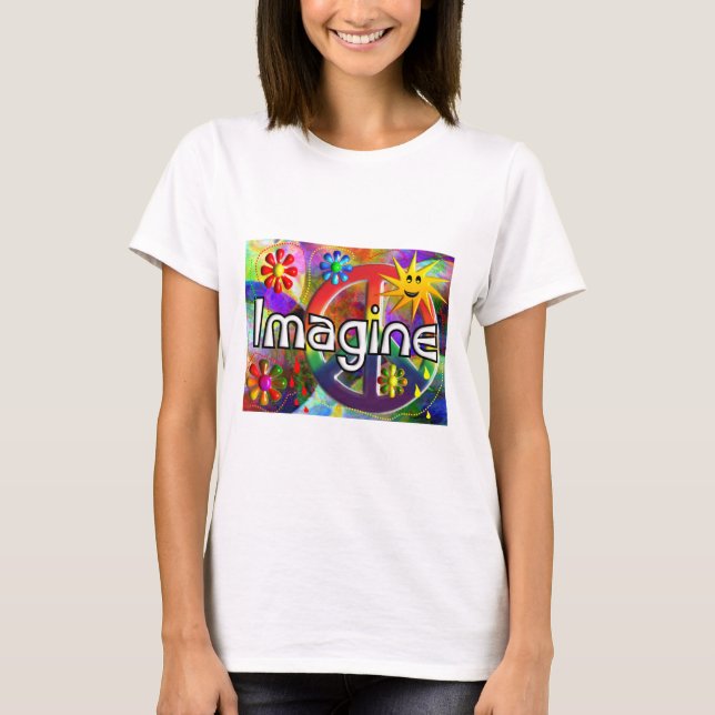 Camiseta "Imagine" presentes dos anos 70 de Psychadelic (Frente)