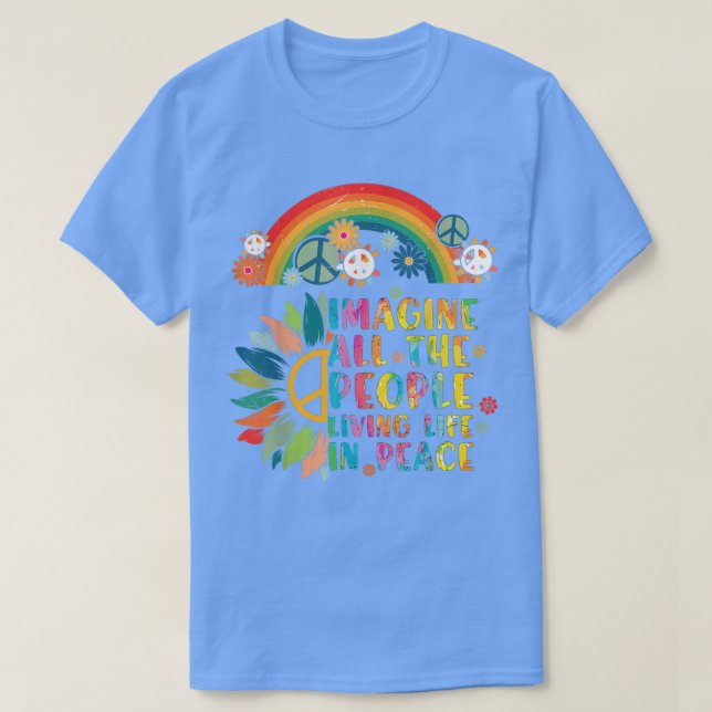 Camiseta Imagine Todas As Pessoas Vivendo Sinal De Paz Tie  (Frente do Design)