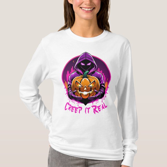 Camiseta Imaginem o Halloween Real, Horror (Frente)