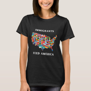 Camiseta Imigrantes alimentam a América Direitos Liberais p