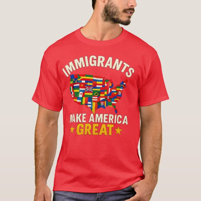 Camiseta Imigrantes fazem excelente da América - Presente F (Frente)