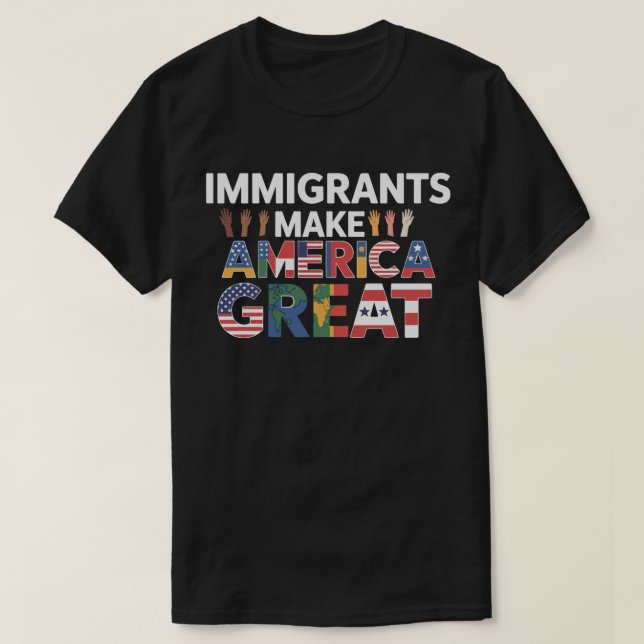Camiseta Imigrantes Tornam a América Grande 2025 | Pró-Imig (Frente do Design)