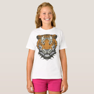 Camiseta Imitação de Bordado Cabeça de Tigre