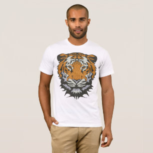 Camiseta Imitação de Bordado Cabeça de Tigre